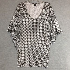 A.N.A “A New Approach” Jersey Knit Wrinkle Free Geometric Print Extra Long Tunic